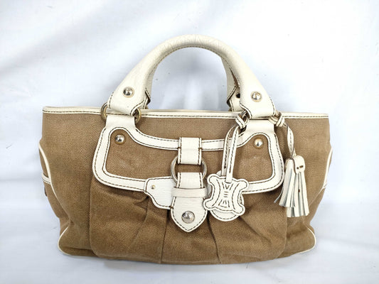 CELINE Boogie Bag Canvas Beige Handbag
