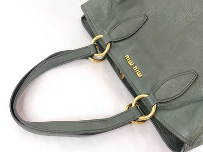 Miu Miu handbag leather green tote bag