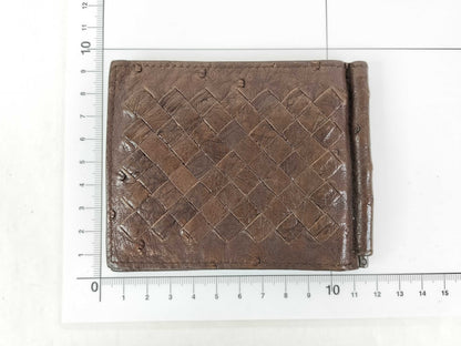 BOTTEGA VENETA Intrecciato Bottega Money Clip Intrecciato Ostrich Brown Billfold