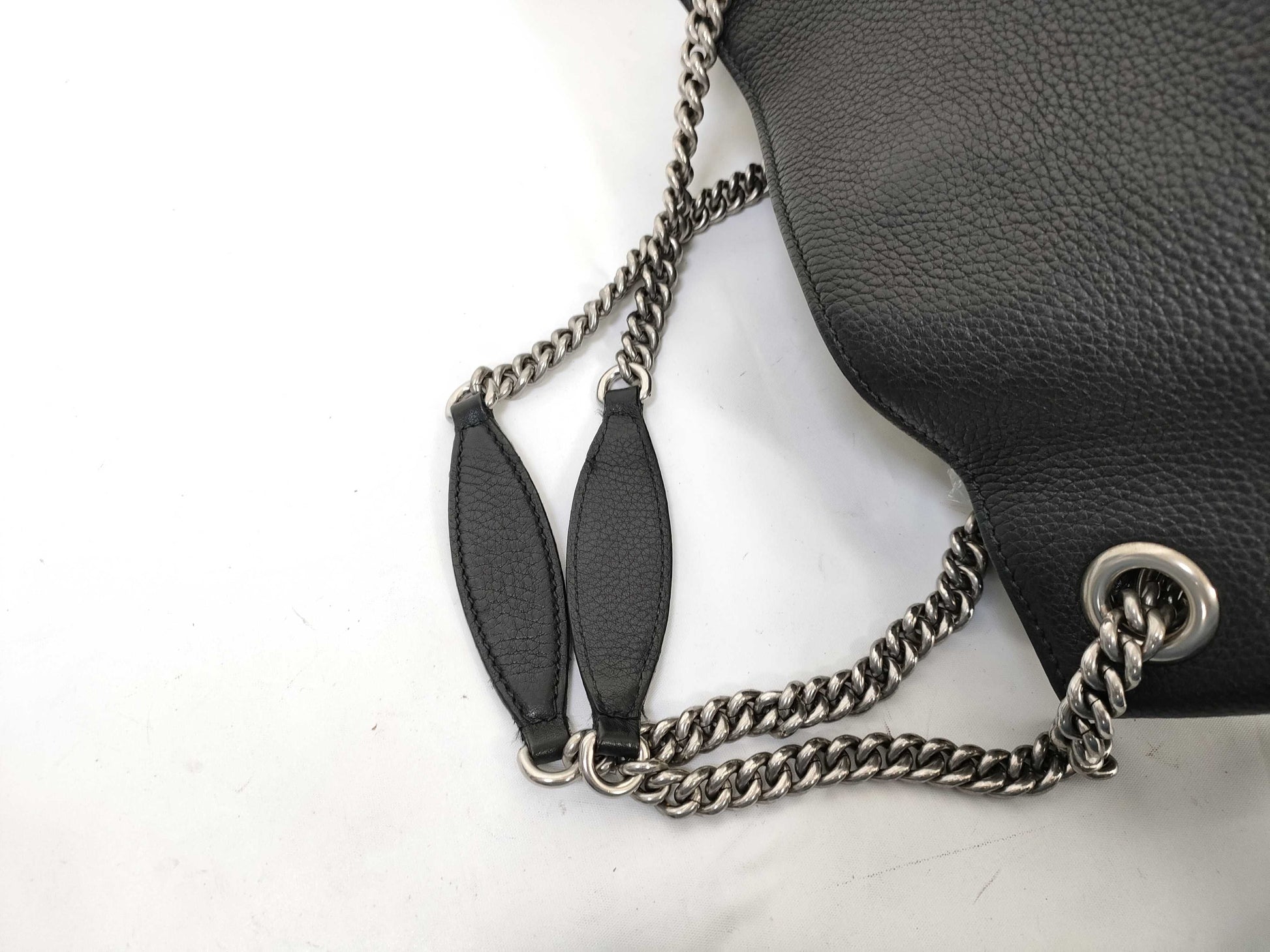 GUCCI Soho Chain Handbag, Studded Leather, Black, 308982