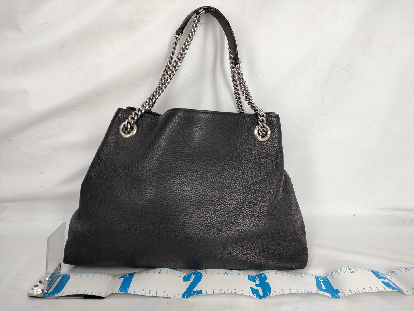 GUCCI Soho Chain Handbag, Studded Leather, Black, 308982