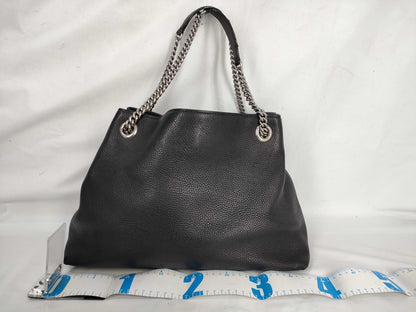 GUCCI Soho Chain Handbag, Studded Leather, Black, 308982