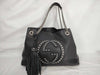 GUCCI Soho Chain Handbag, Studded Leather, Black, 308982