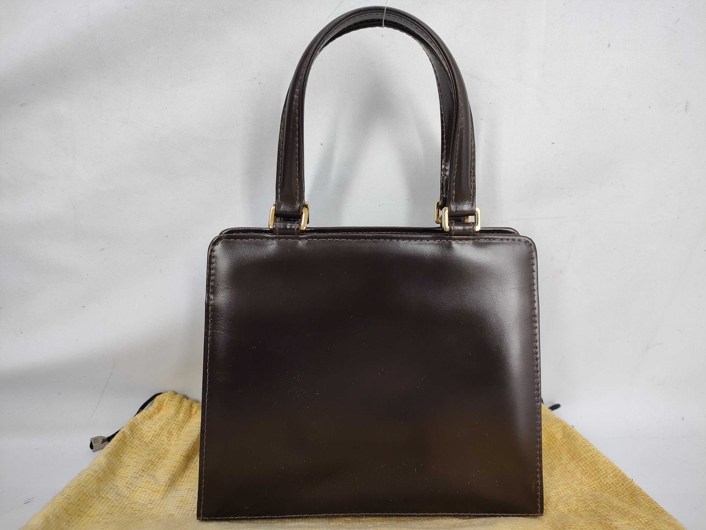 FENDI Fendi handbag, clasp closure, leather, brown