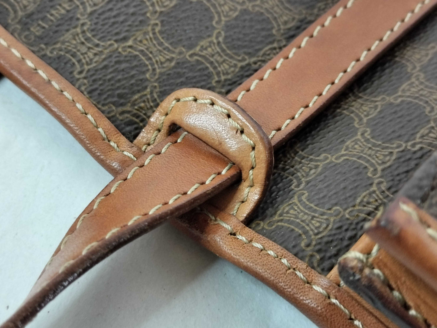 CELINE Shoulder Bag Macadam PVC Leather Brown Shoulder Bag