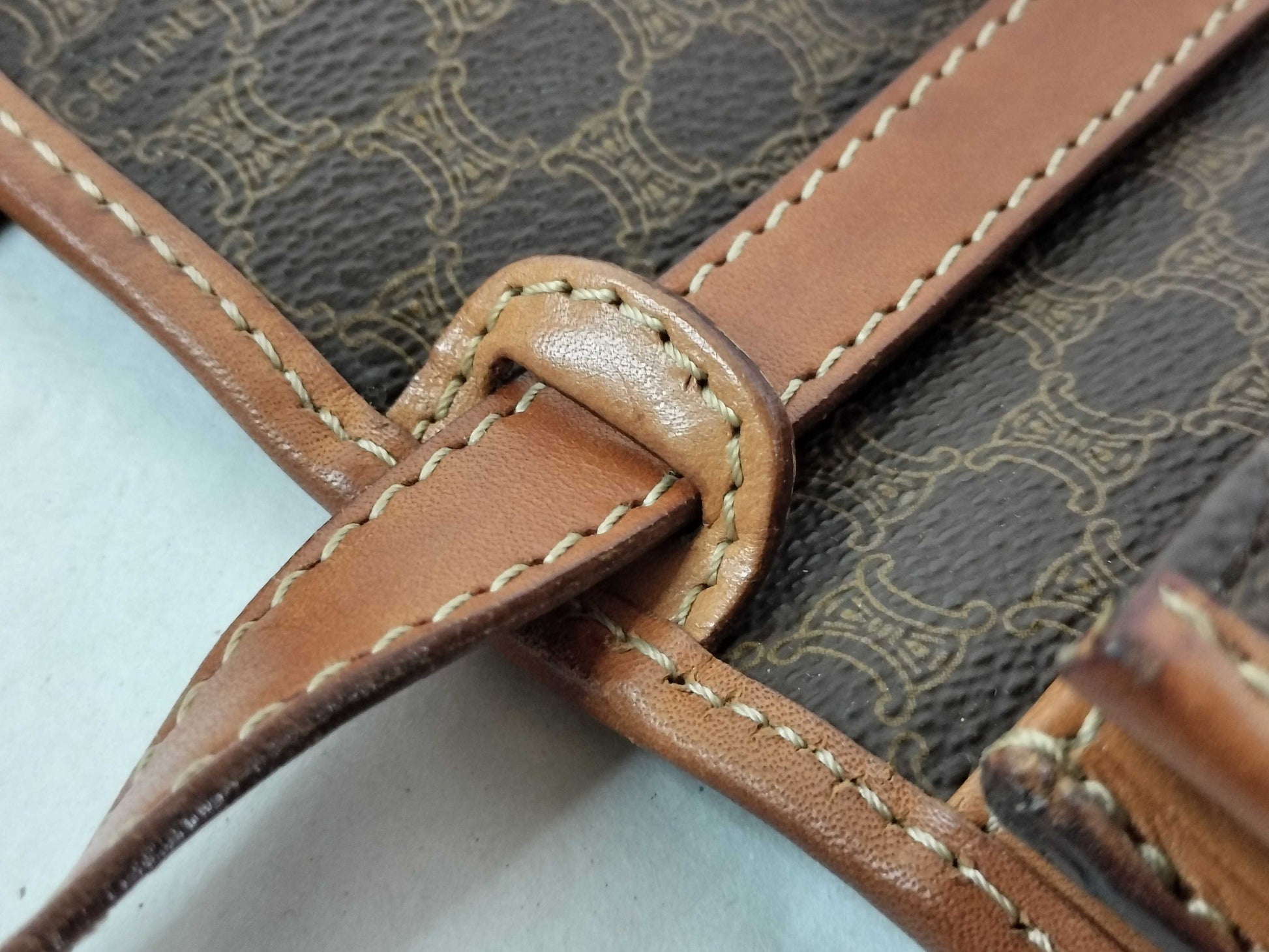 CELINE Shoulder Bag Macadam PVC Leather Brown Shoulder Bag