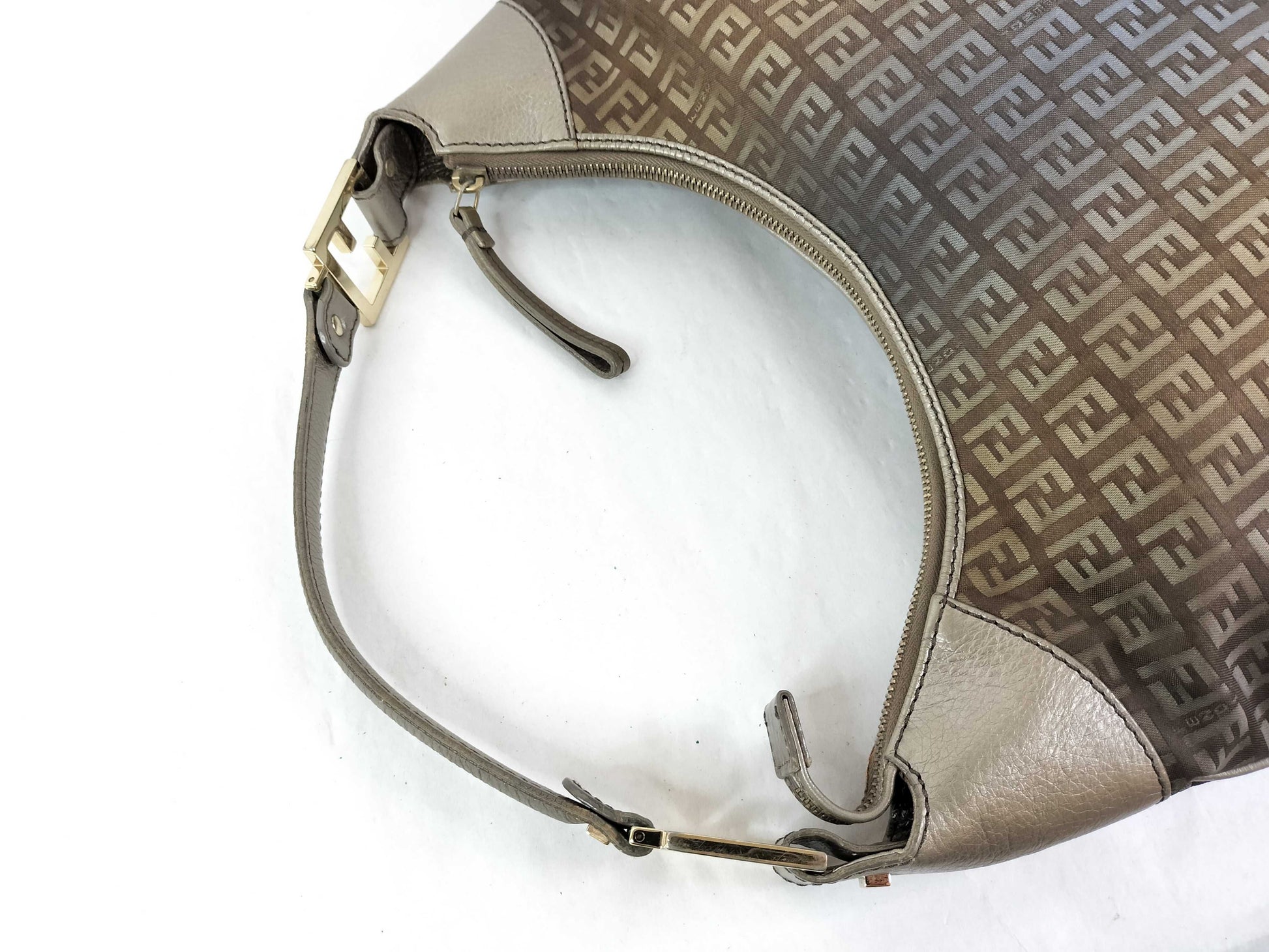 FENDI Zucca pattern Fendi one-shoulder bag in Zucchino canvas and leather, gray, 8BR620 shoulder bag