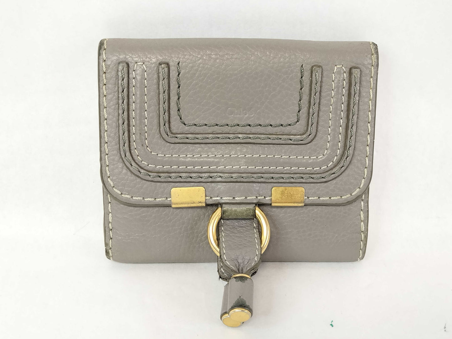 Chloe Marcie Folding Wallet in Gray Leather