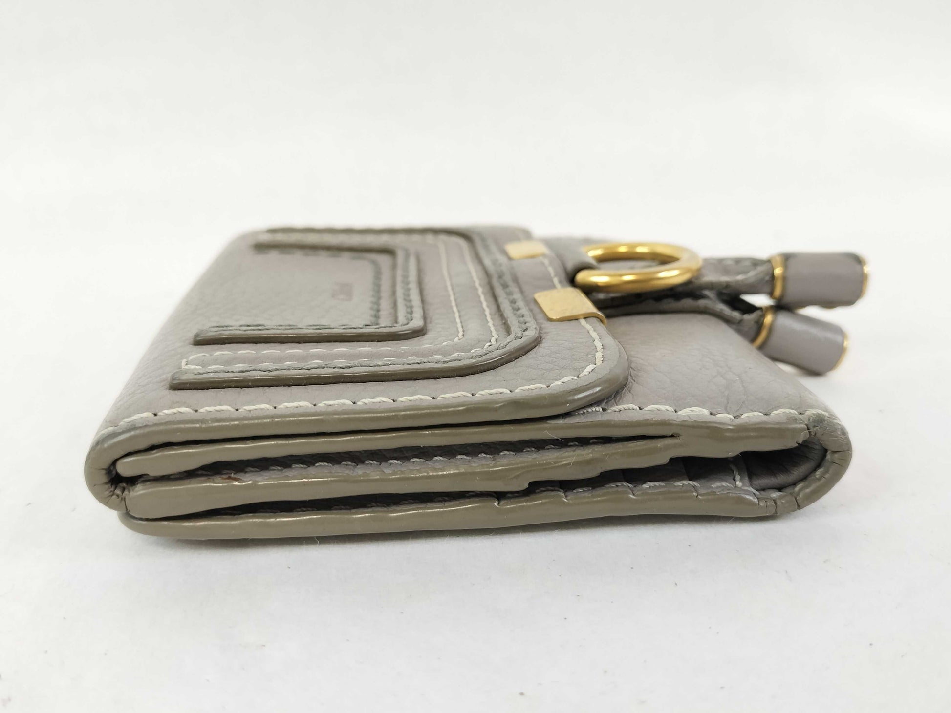 Chloe Marcie Folding Wallet in Gray Leather