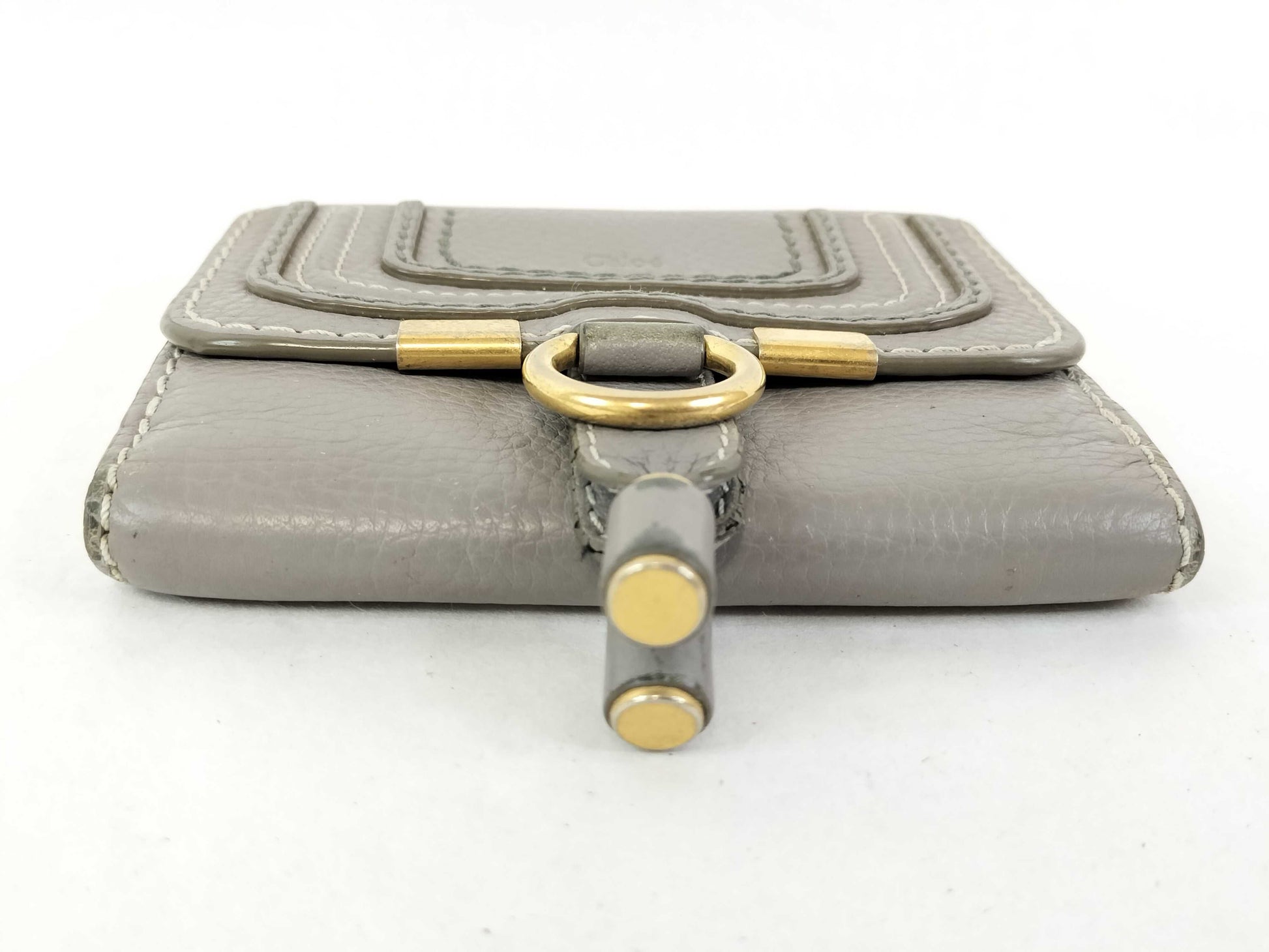 Chloe Marcie Folding Wallet in Gray Leather