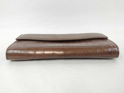 BOTTEGA VENETA Bottega Veneta long wallet, crocodile leather, brown.