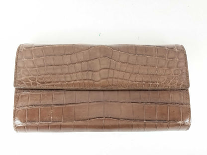 BOTTEGA VENETA Bottega Veneta long wallet, crocodile leather, brown.