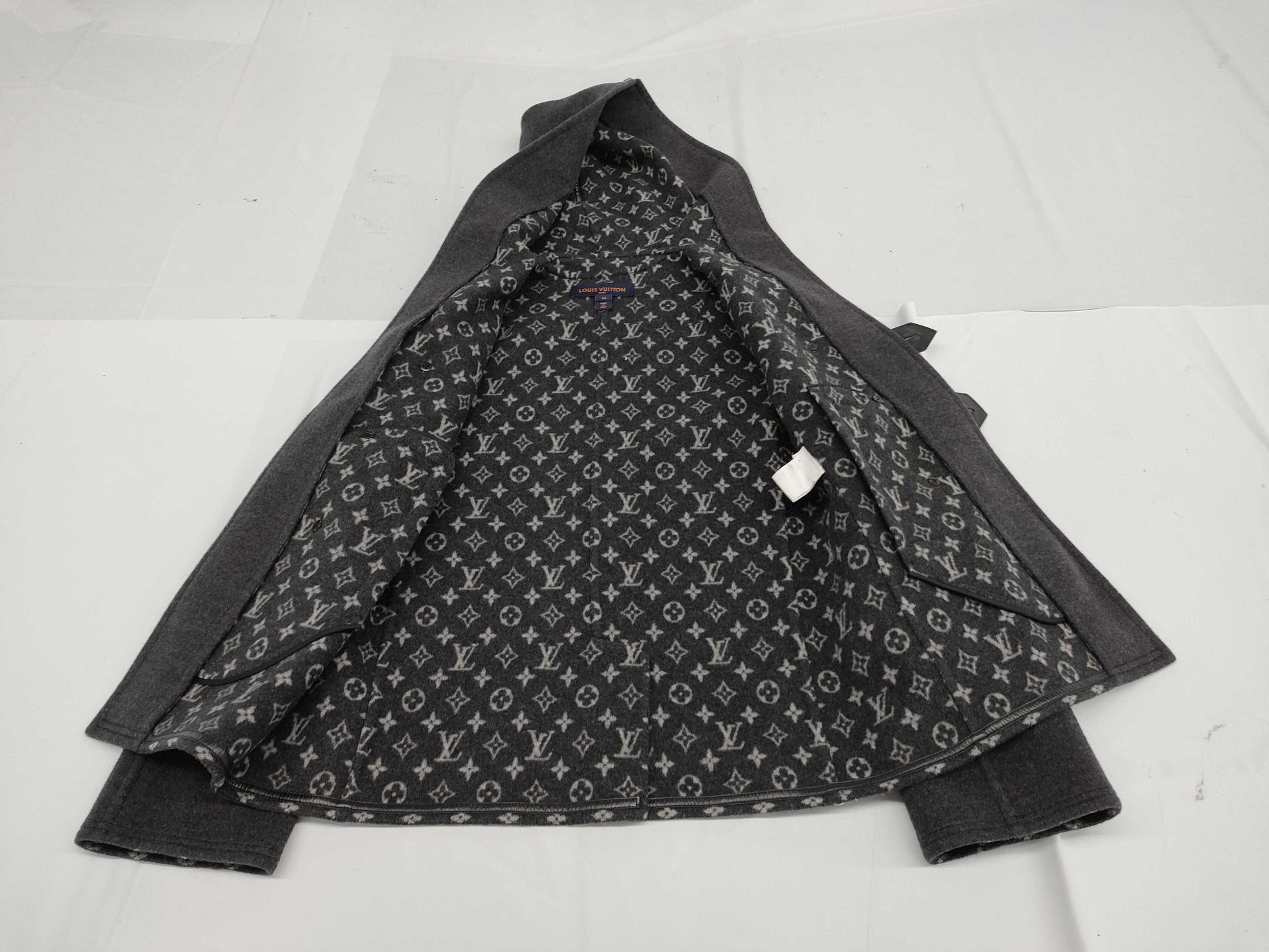 LOUIS VUITTON Wool and Silk Monogram Hoodie Black 34 Coat