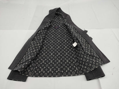 LOUIS VUITTON Wool and Silk Monogram Hoodie Black 34 Coat