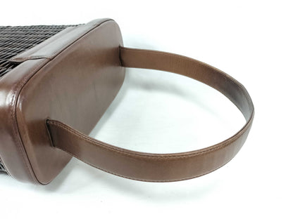 CHANEL Coco Mark Turn Lock Basket Handbag Brown