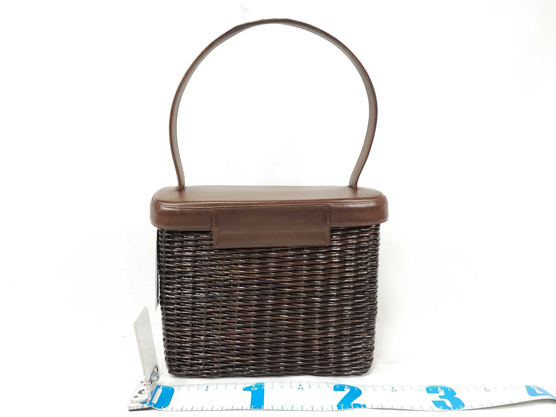 CHANEL Coco Mark Turn Lock Basket Handbag Brown