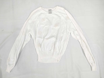 CHANEL 01P Coco Mark Cotton Knit Top P17664 White Size 46 Tops