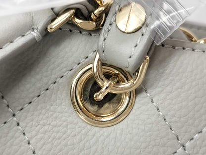 CHANEL Calfskin Shopping Tote Small 2-Way Shoulder Bag AS0355 Gray Handbag