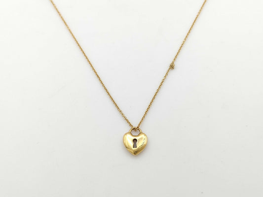 Tiffany & Co. Heart Lock Yellow Gold 750 3.4g Necklace 