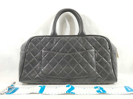 CHANEL Coco Mark Boston Bag Caviar Black GP Boston Bag