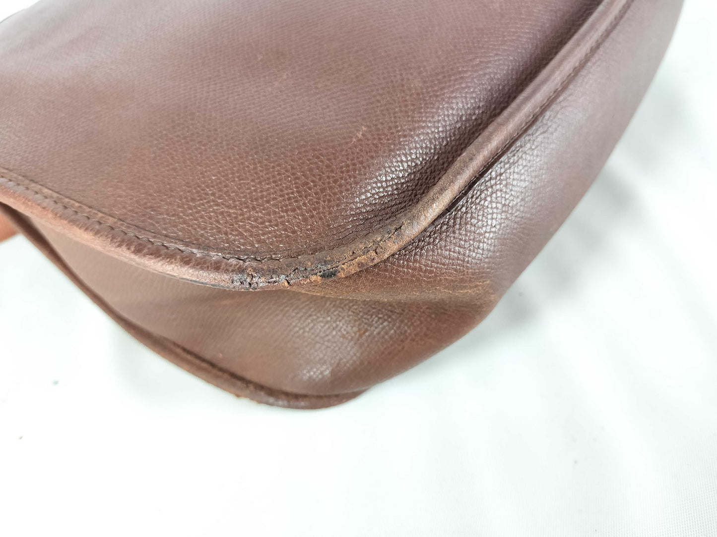 HERMES Evelyn Leather Shoulder Bag, Brown, Engraved