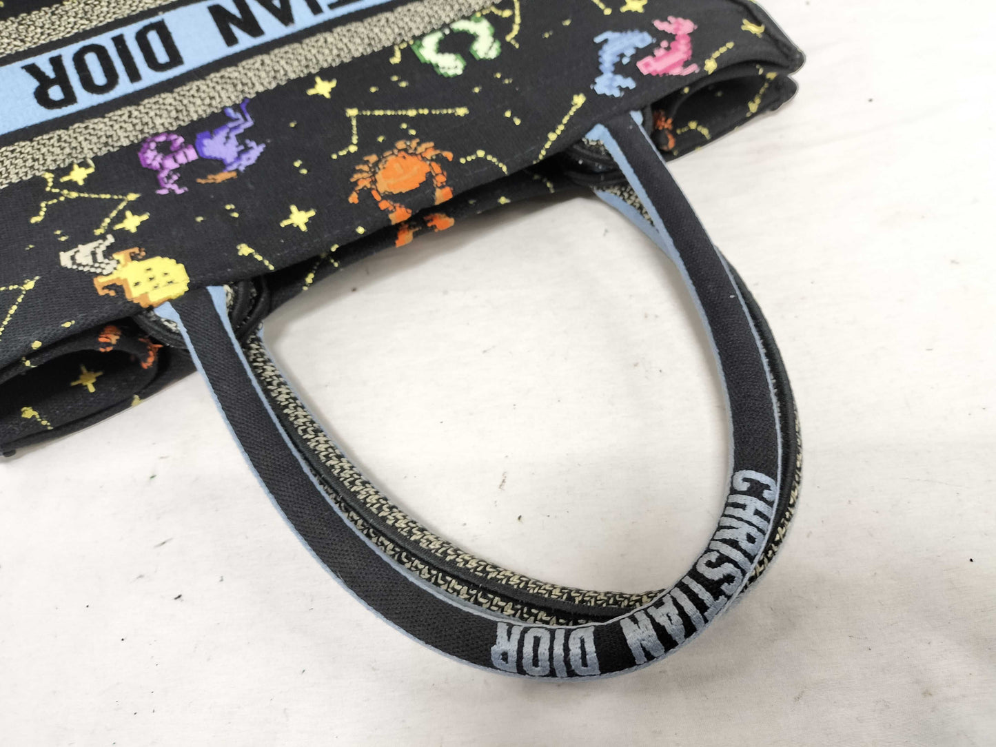 Dior Christian Dior Lucky Motif Book Tote Large Canvas Black Tote Bag