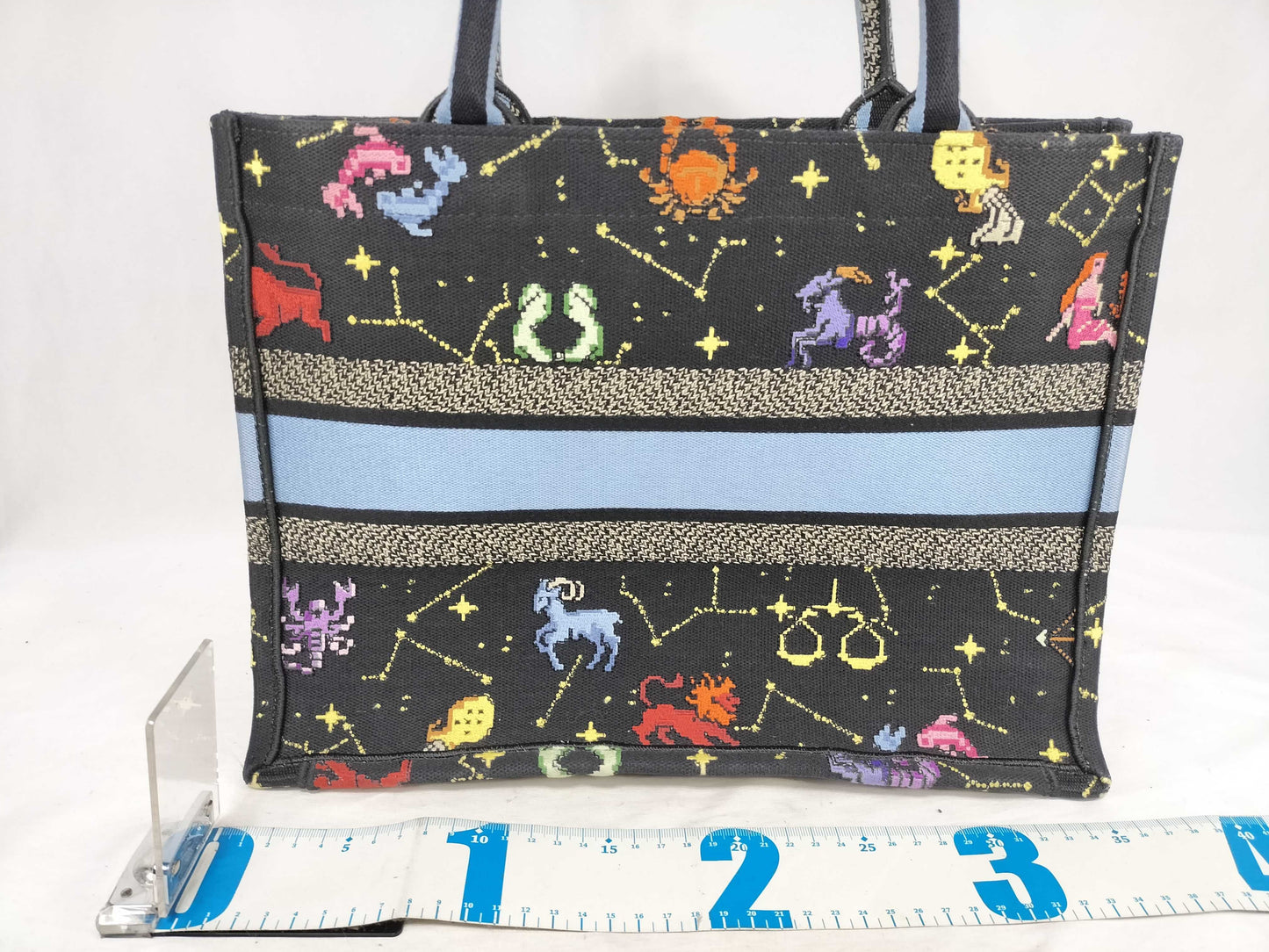 Dior Christian Dior Lucky Motif Book Tote Large Canvas Black Tote Bag