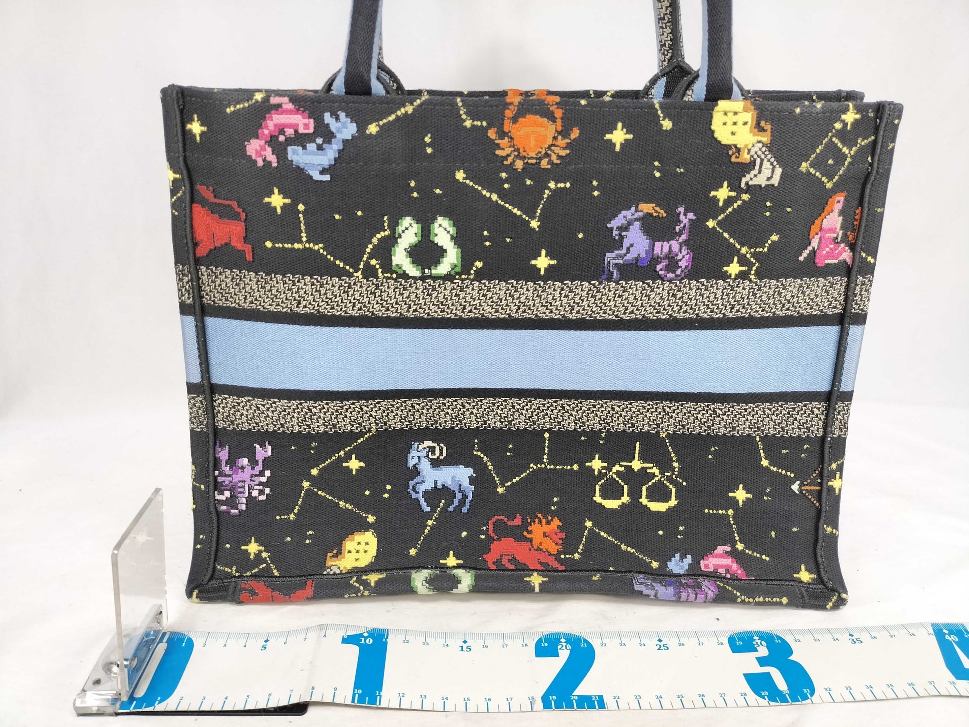 Dior Christian Dior Lucky Motif Book Tote Large Canvas Black Tote Bag