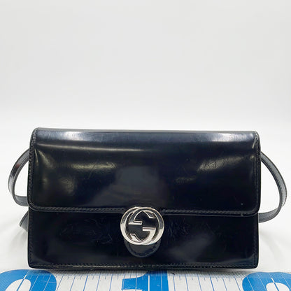 GUCCI GUCCI Shoulder Wallet 369664 Leather Black ST Shoulder Bag