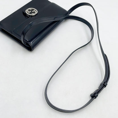 GUCCI GUCCI Shoulder Wallet 369664 Leather Black ST Shoulder Bag