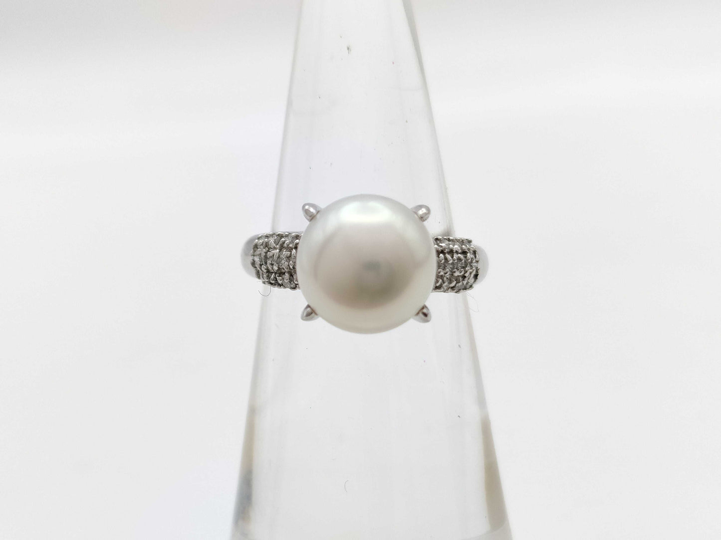 Pearl diameter: approx. 9.2mm, D0.18ct, PT900, 5.7g, Ring 