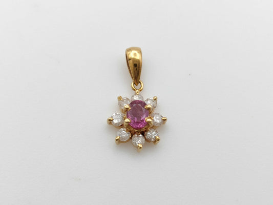 Ruby and Diamond 18K Gold Pendant Top 0.8g