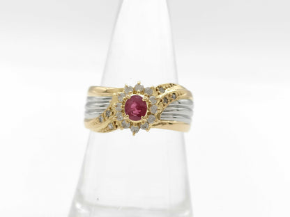 Ruby and Diamond K18/PT900 4.9g Ring 