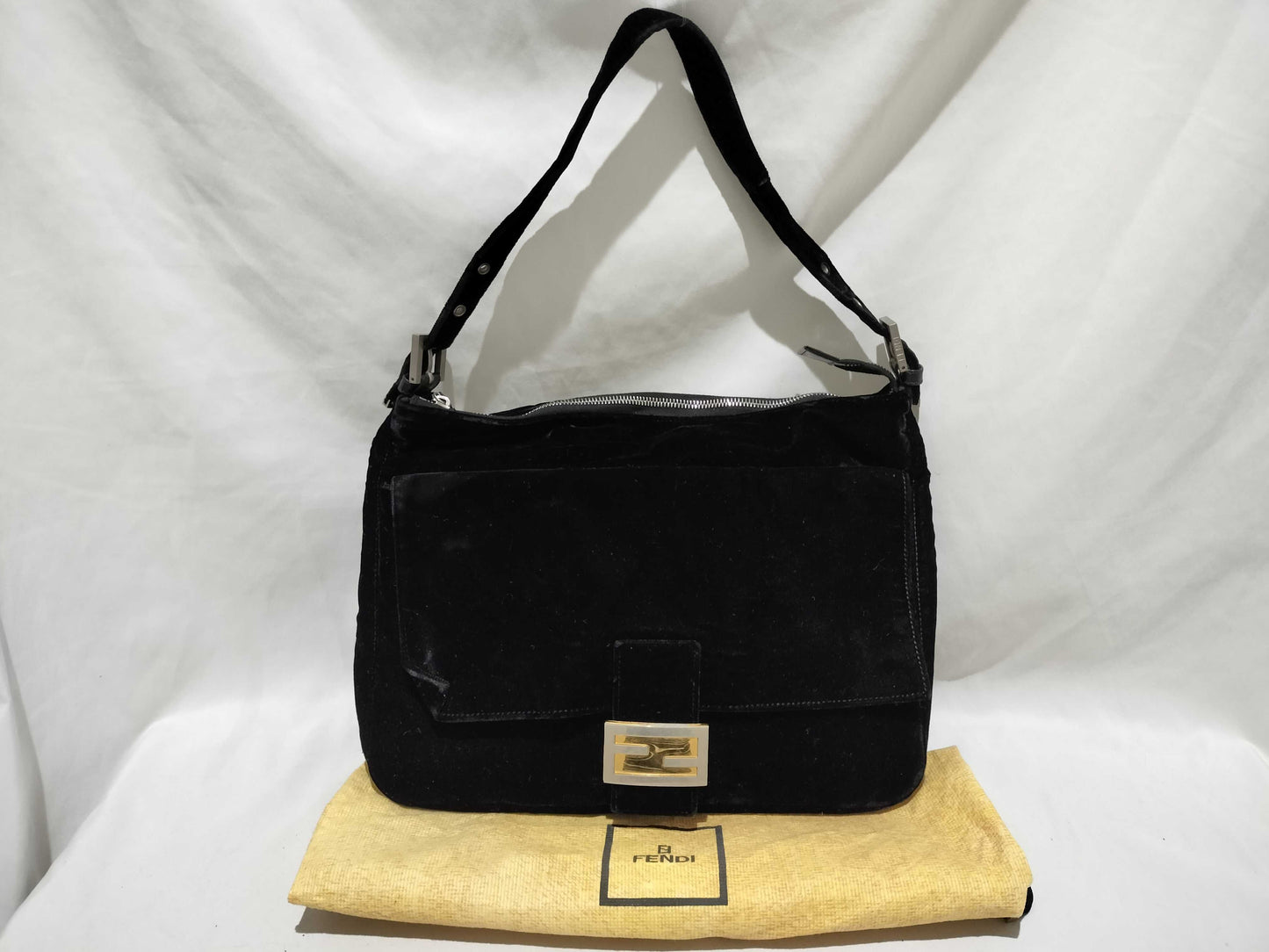 FENDI Suede Black Handbag Shoulder Bag