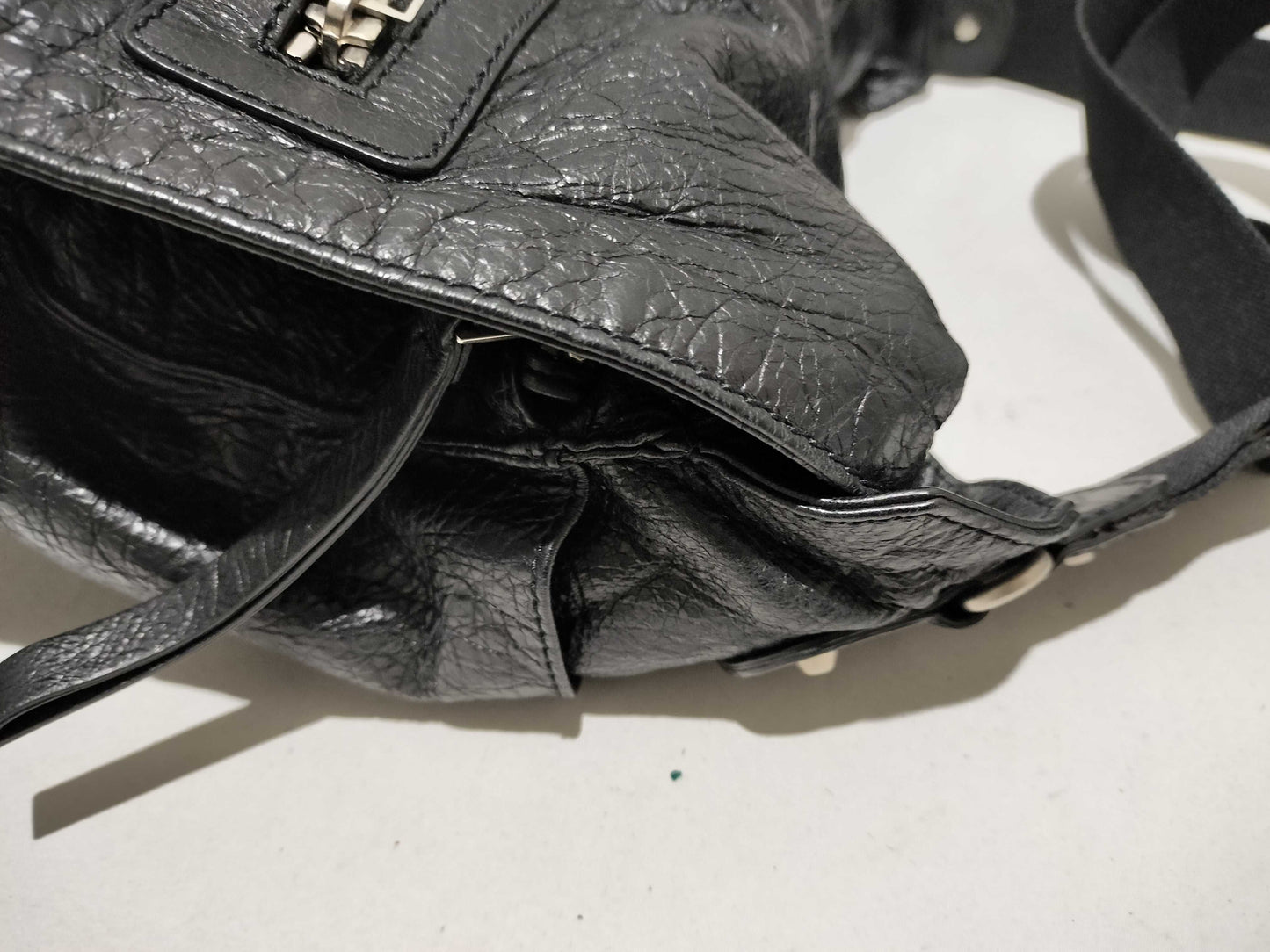 BALENCIAGA Black Leather Crossbody Shoulder Bag