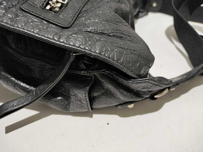 BALENCIAGA Black Leather Crossbody Shoulder Bag
