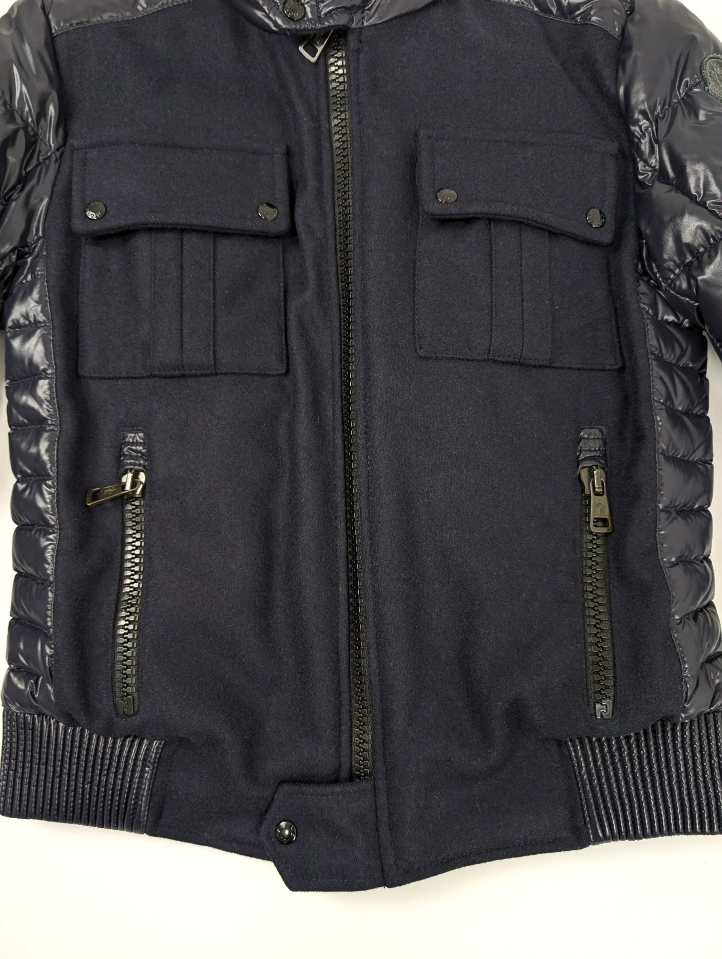 MONCLER MONCLER Wool Down Coat Jacket with Black Patch