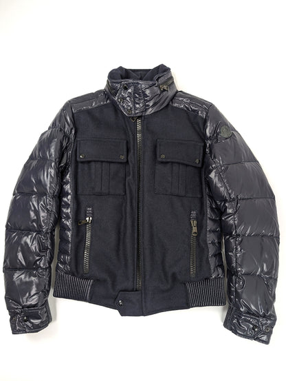 MONCLER MONCLER Wool Down Coat Jacket with Black Patch