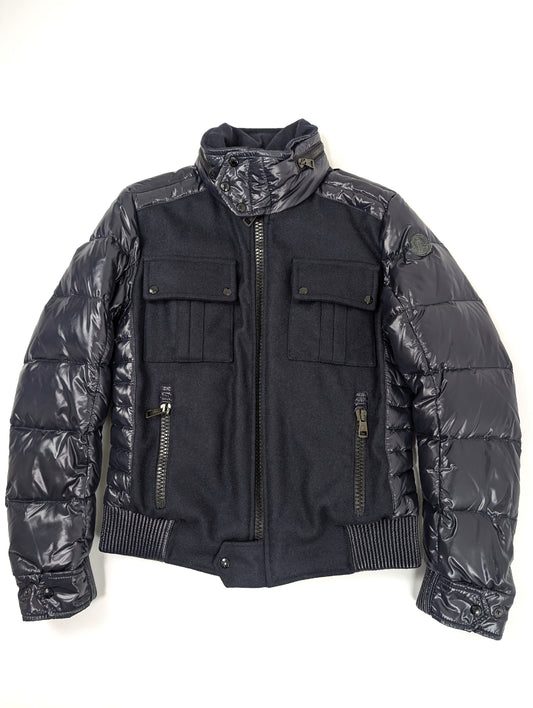 MONCLER MONCLER Wool Down Coat Jacket with Black Patch