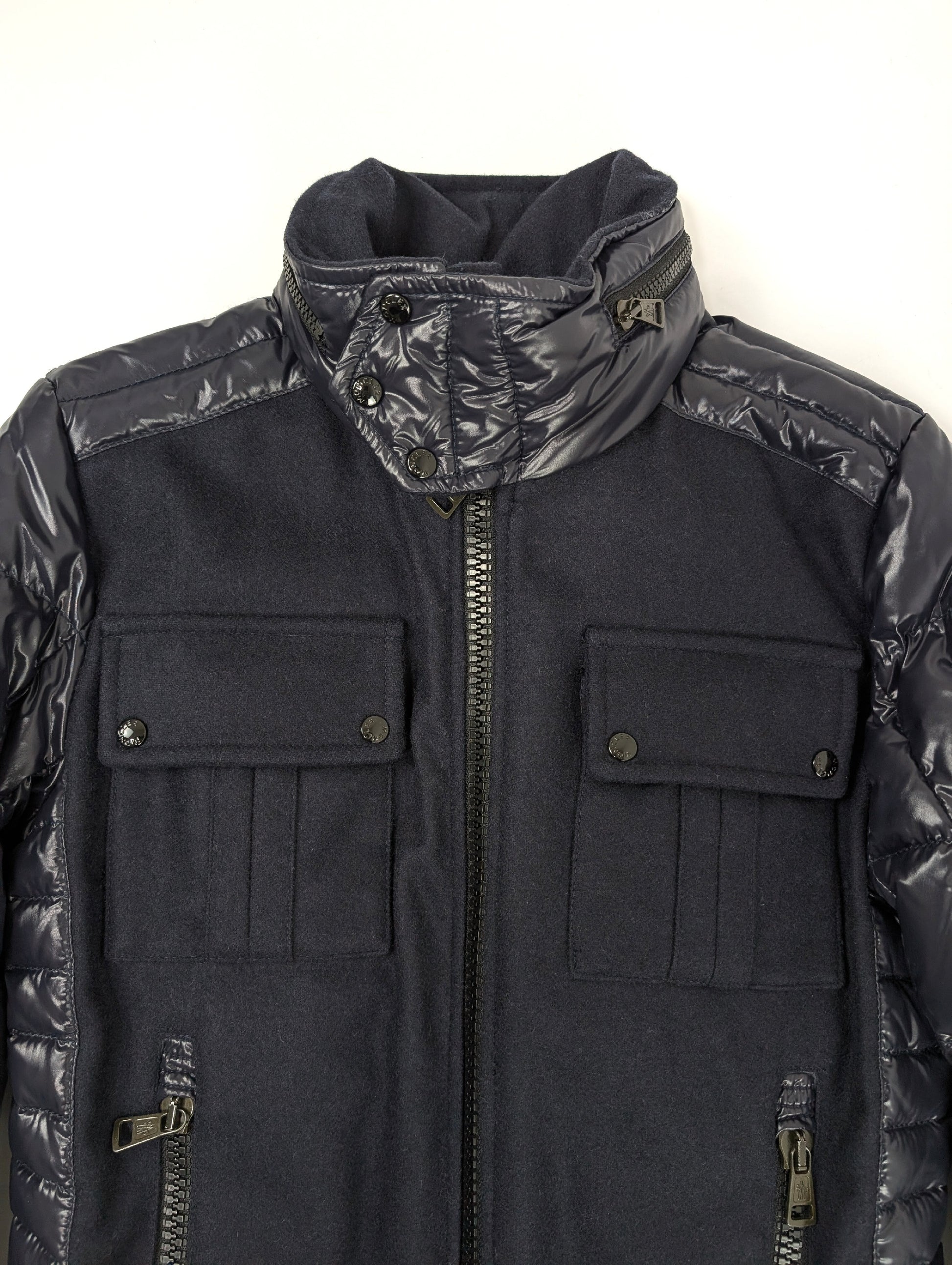 MONCLER MONCLER Wool Down Coat Jacket with Black Patch