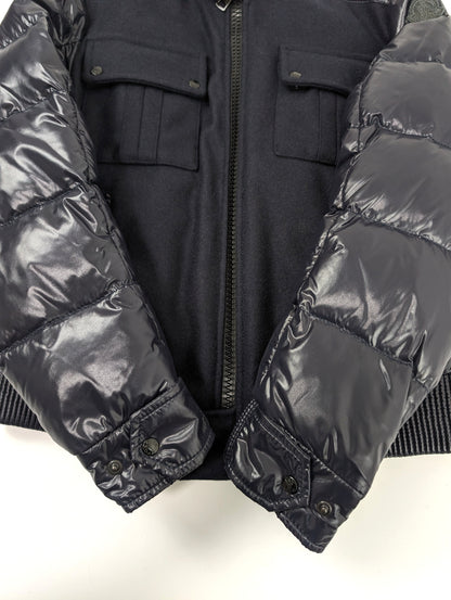 MONCLER MONCLER Wool Down Coat Jacket with Black Patch