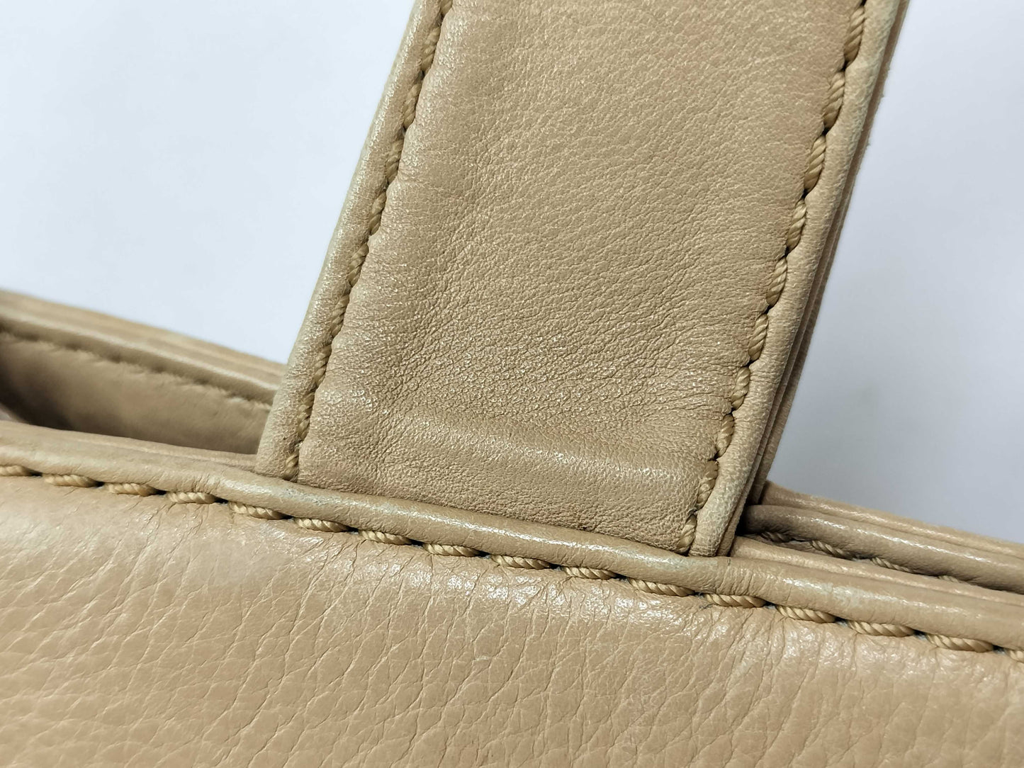 CHANEL Leather Turnlock 2-Way Leather Tote Bag, Beige, Handbag