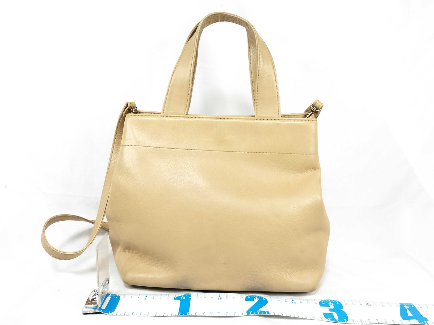 CHANEL Leather Turnlock 2-Way Leather Tote Bag, Beige, Handbag