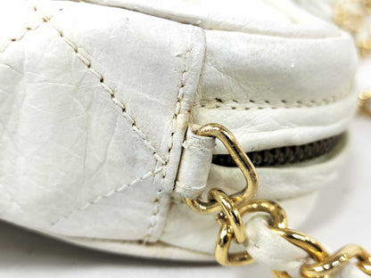CHANEL White Lambskin Coco Mark Fringe Shoulder Bag