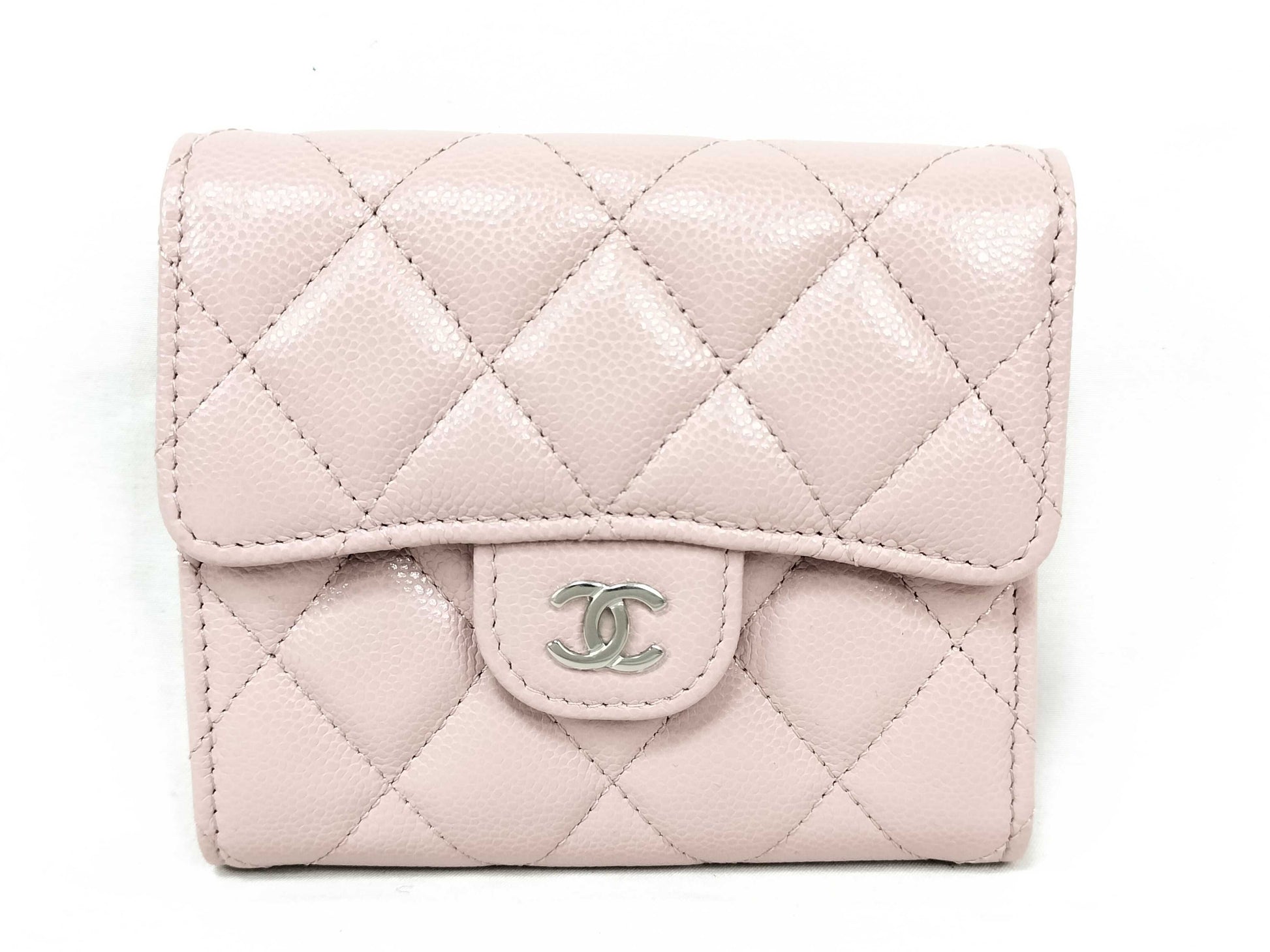 CHANEL Caviar Skin Tri-fold Wallet, Pink Caviar Skin