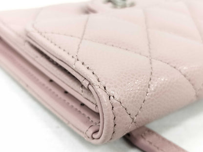 CHANEL Caviar Skin Tri-fold Wallet, Pink Caviar Skin