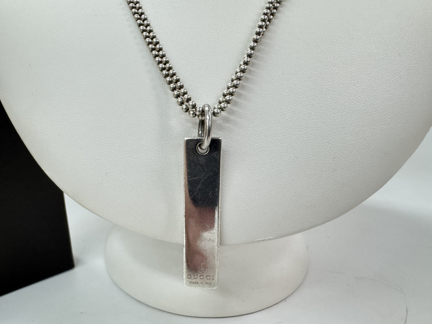 GUCCI 925 logo plate double chain necklace in silver