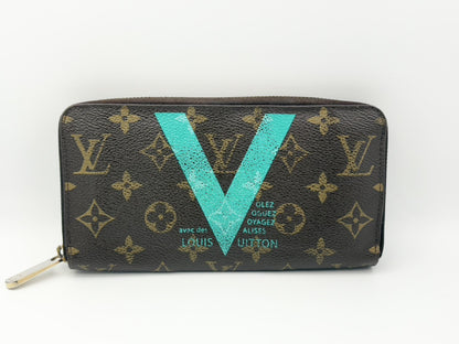 LOUIS VUITTON Monogram V Zippy Wallet M60928 Turquoise Round Zip Wallet CA0195 Wallet