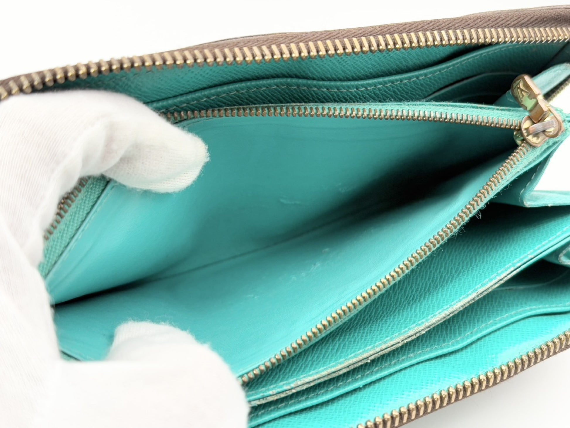 LOUIS VUITTON Monogram V Zippy Wallet M60928 Turquoise Round Zip Wallet CA0195 Wallet