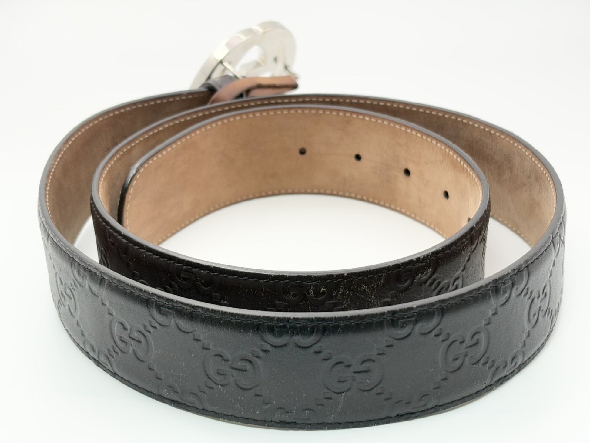 GUCCI Guccissima Gucci 411924 Interlocking G Guccissima Leather Belt 95/38 Brown Belt